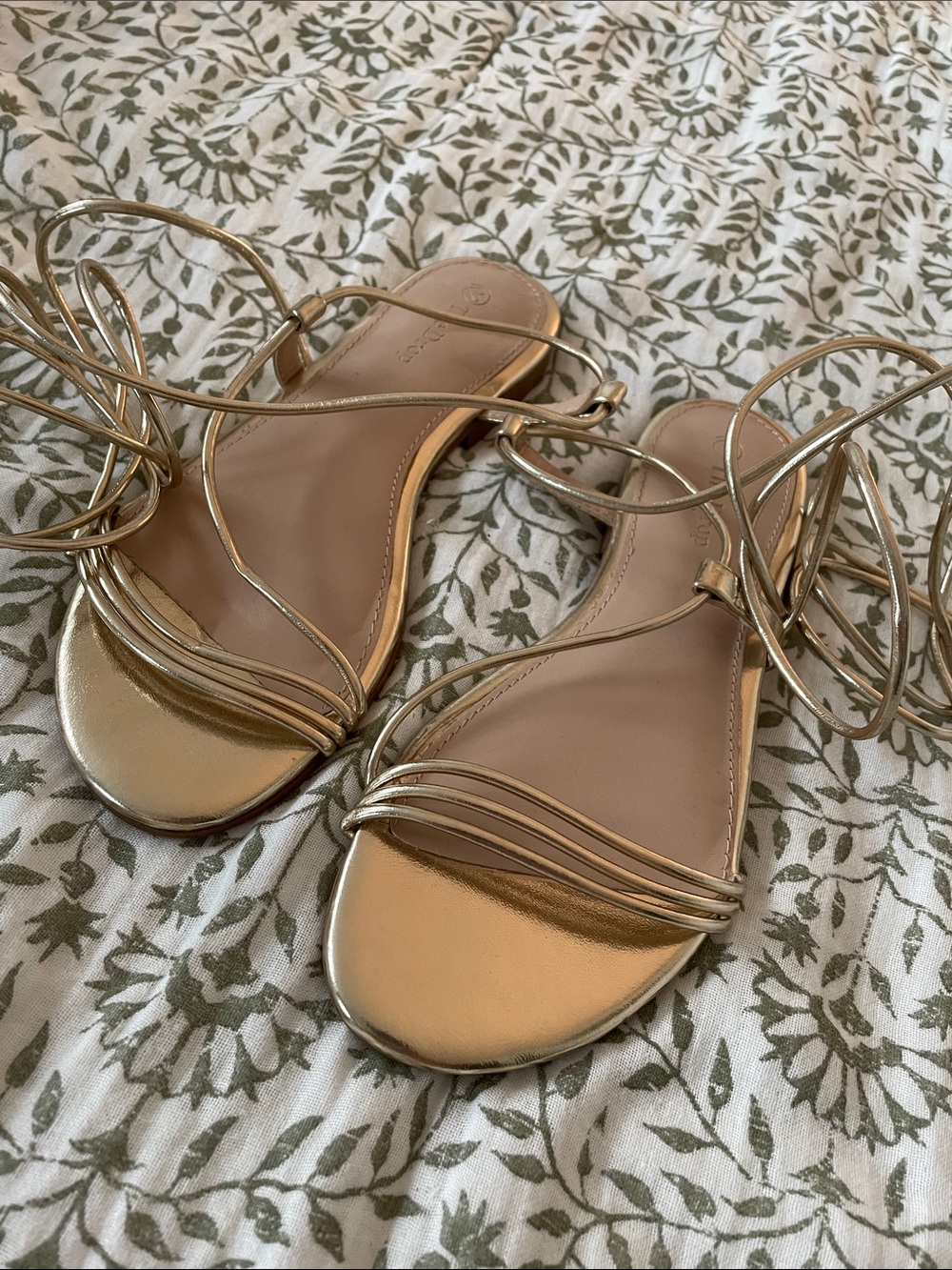Metallic Gold Lace-Up Women's Sandals